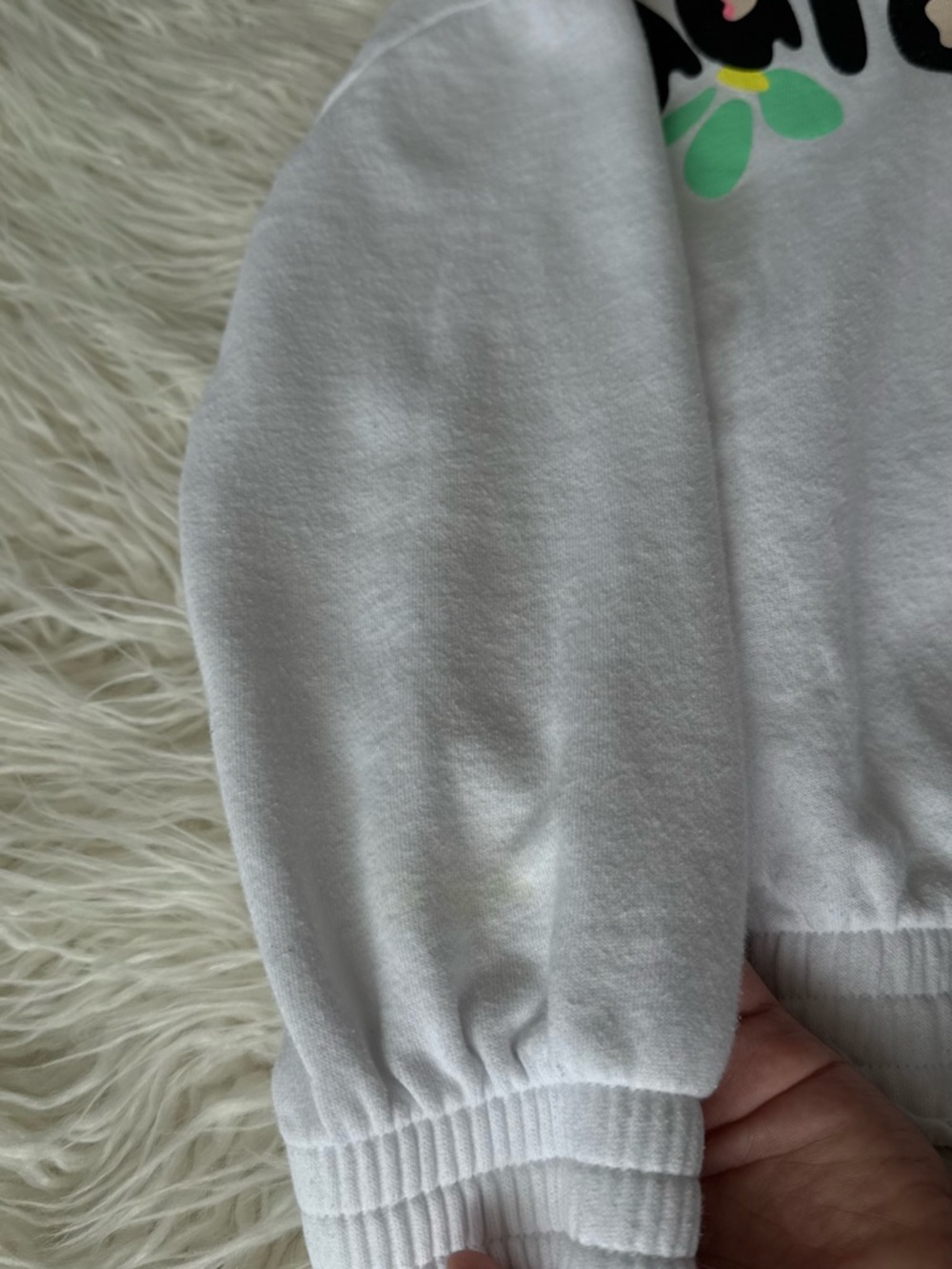 adidas White Pullover Sweatshirt with Neon Floral Print - Picture 4 of 11